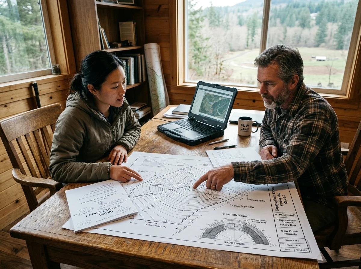 Topographic land viability assessment layout